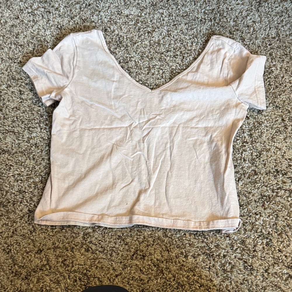 SHEIN Cream V-Neck Crop Top